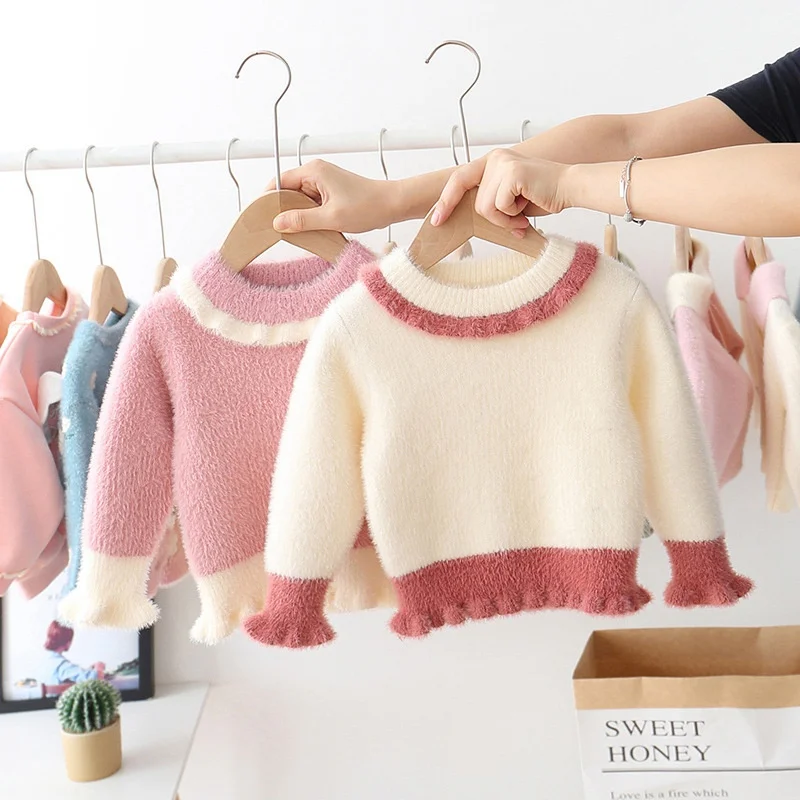 2019 Autumn Winter Sweater For Girls Baby Kids Children Ruffles Princess Knitwear Knit Pullover Sweaters Tops Outwear S10118 |