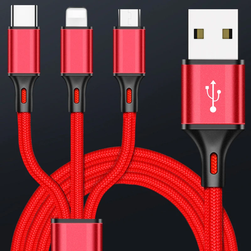 CatXaa, 3 в 1, 1,2 м, нейлоновый USB кабель для мобильного телефона, Micro usb type C, кабель для зарядки и зарядки