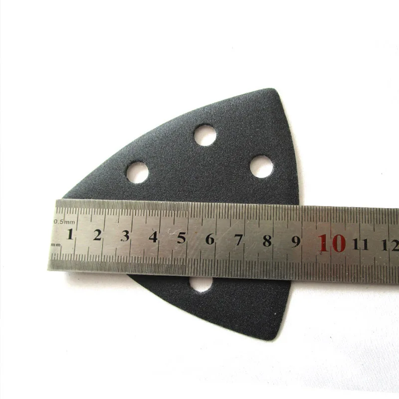 50 шт. 90 мм черное треугольное шлифование бумага 6 отверстий песок бумага лист для осциллирования абразивного инструмента зернистость 60 80 120 240