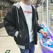 Hong Kong style Ulzzang куртки для пар, Мужская Весенняя бейсбольная форма свободного кроя в Корейском стиле Харадзюку с принтом смешанных цветов
