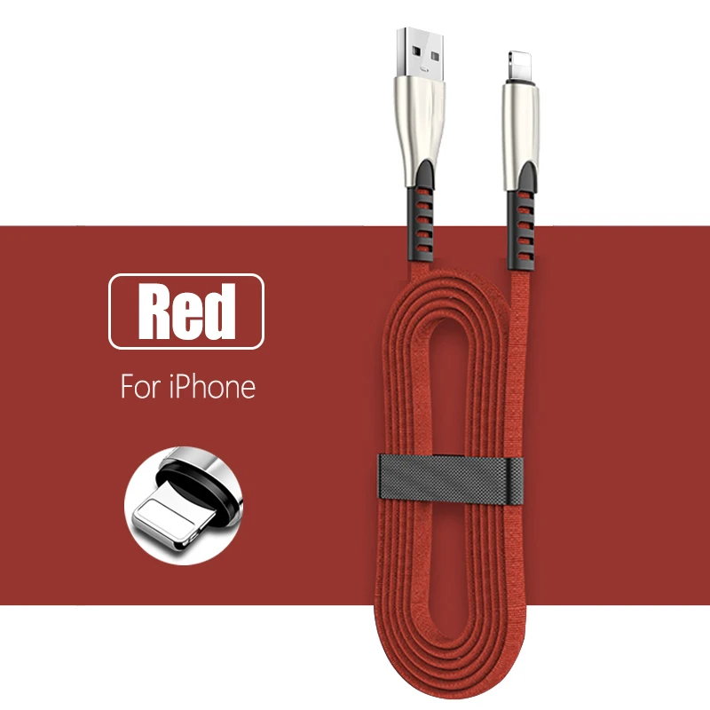 Usb-кабель для iPad iPhone Xs Max XR X 8 7 6 Plus для освещения Micro type-C кабели быстрой зарядки для Samsung Huawei HTC линия передачи данных - Цвет: For iPhone Red