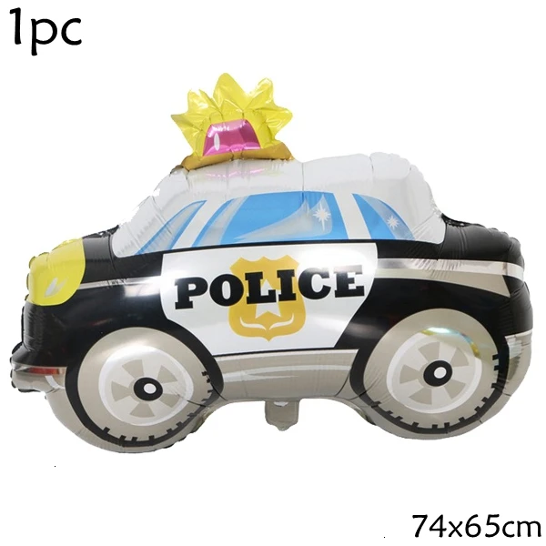 Big Police Car 1 упаковка конструкция автомобиля надувной Фольга воздушные шары экскаватор транспортного средства Беби Шауэр Детский Мальчики счастливые декор для вечеринки в честь Дня рождения поставки - Цвет: Big Police Car