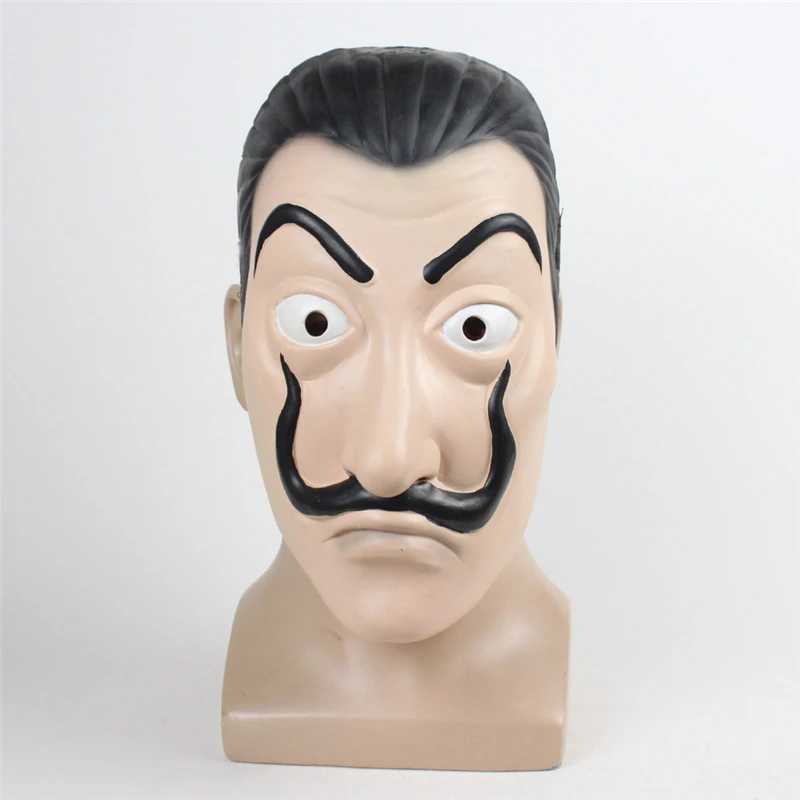 Latex mask Ainiel La Casa De Papel Salvador Dali маска для лица Dali Латекс Хэллоуин косплей реквизит для взрослых детей - Цвет: Latex mask