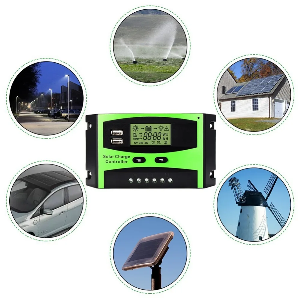 ST1-40A Профессиональный ЖК-дисплей 40A 12 V/24 V Автопереключение идентификации Панели солнечные Батарея регулятор умный контроллер заряда
