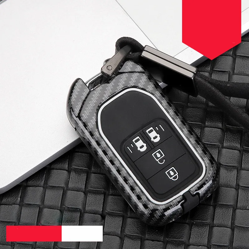 Цветной цинковый сплав+ силикагель автомобильный чехол для ключей полное покрытие для Honda Hrv Civic Accord 2003-2007 CR-V Freed Pilot CarAccessories - Название цвета: E-carbon black