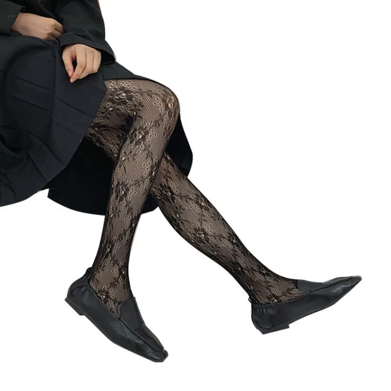 

Charm Lolita Pantyhose White Flower Tights 1Piece Women and Girl Gift Halloween Cosplay Sexy Stockings Popular Fishnet Lingerie