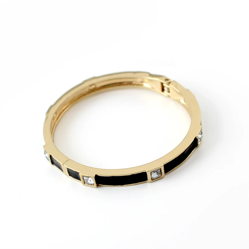 Модные брендовые женские браслеты и браслеты открытый дизайн манжеты Эмаль Кристалл браслет роскошные золотые ювелирные изделия для женщин Девушки Вечерние - Окраска металла: MG261Black