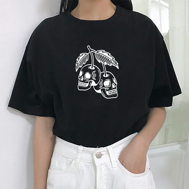 1pcs Rainbow Cloud Middle Printed T-Shirt Unisex Cute Aesthetic Grunge  Black Tee Satantic Gothic Clothing Witch Shirt