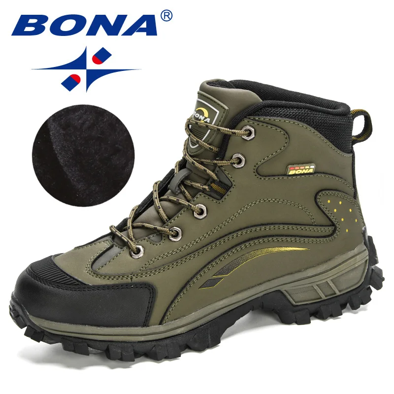 BONA 2020 New Designers Nubuck Snow Boots Warm Plush Boots Men Ankle Boot Outdoor Non-Slip Winter Footwear Masculino Comfortable