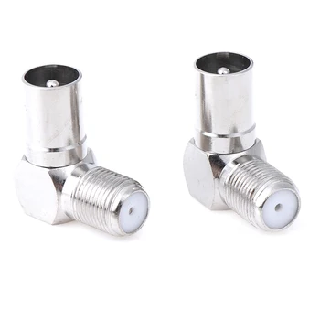 

2pcs/Set Aluminium Alloy Right Angle TV Aerial Antenna Plug Connector Adapter Plug To Socket Coax Cable