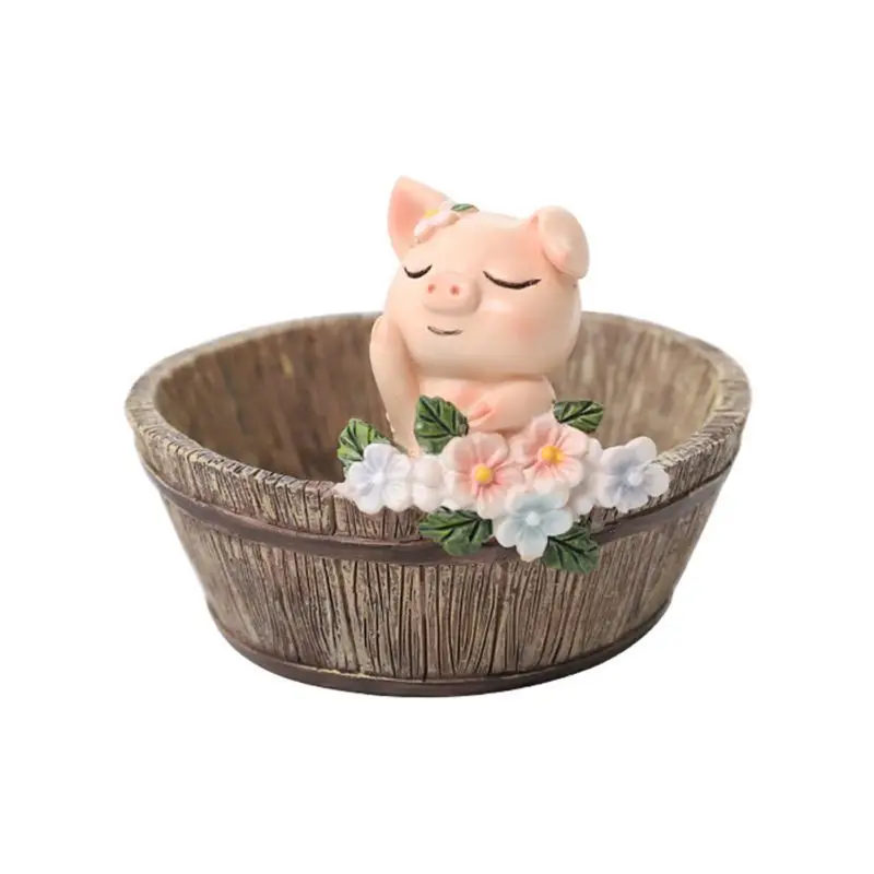 Американский цветок в стиле кантри горшок милые животные Meaty ваза горшки для суккулентов смолы мини цветочный горшок ваза для украшения дома - Цвет: pig