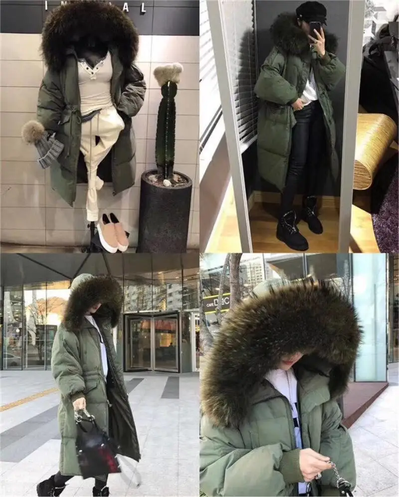 Южная Корея Dongdaemun Зимний стиль средней длины пуховик женское повседневное модное Свободное пальто