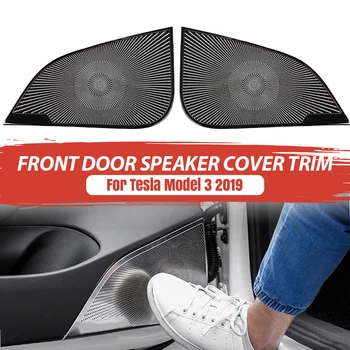 

For Tesla Model 3 19 Stainless Steel Front Door Speaker Cover Trim Modified Decorative Net Cover Audio Bar Interior Accessories