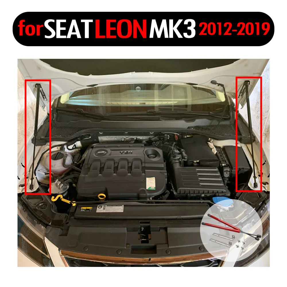karbon fiber sok damperi seat leon icin mk3 5f 2012 2019 araba styling on bonnet hood degistirmek gaz struts kaldirma destegi gaz bahar strut bars aliexpress