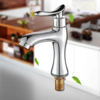 

Bathroom Basin Faucet Washbasin Brass Faucets Ceramic Spool for Washbasin Laundry Basin, Single Hole Tap with cold water only