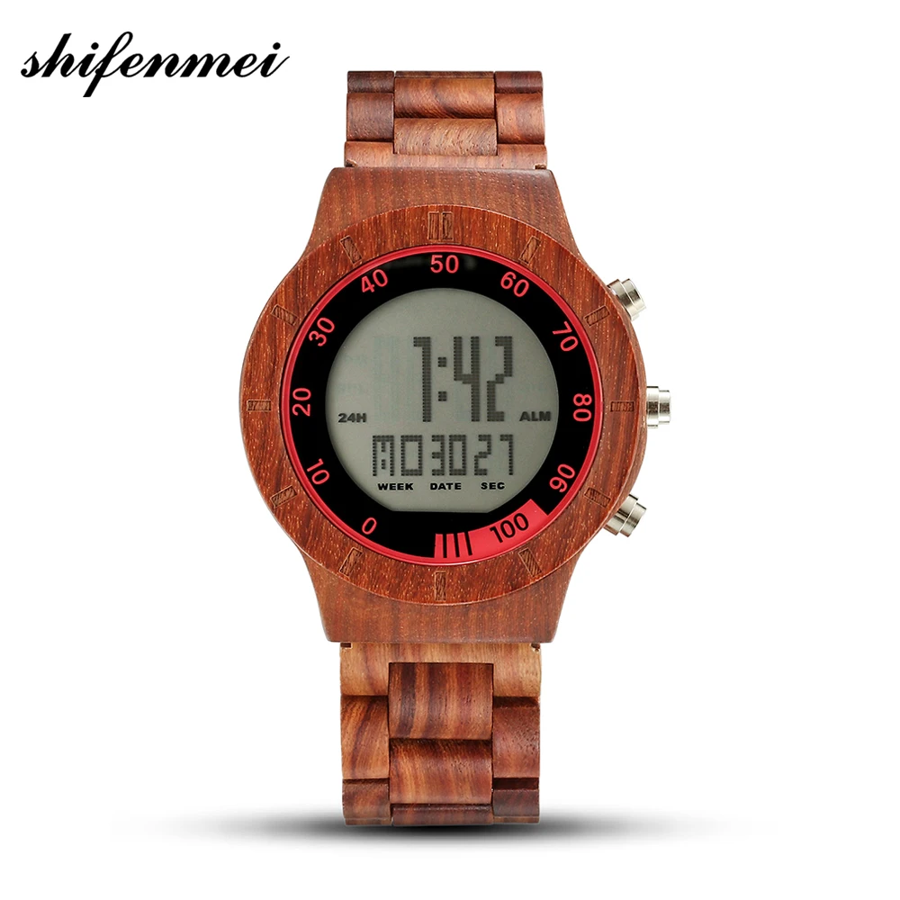 

Shifenmei Wooden Watches Men 2019 Military Wristwatch Digital Clock Sports Watch Male Bamboo Wood Watches Men relogios masculino