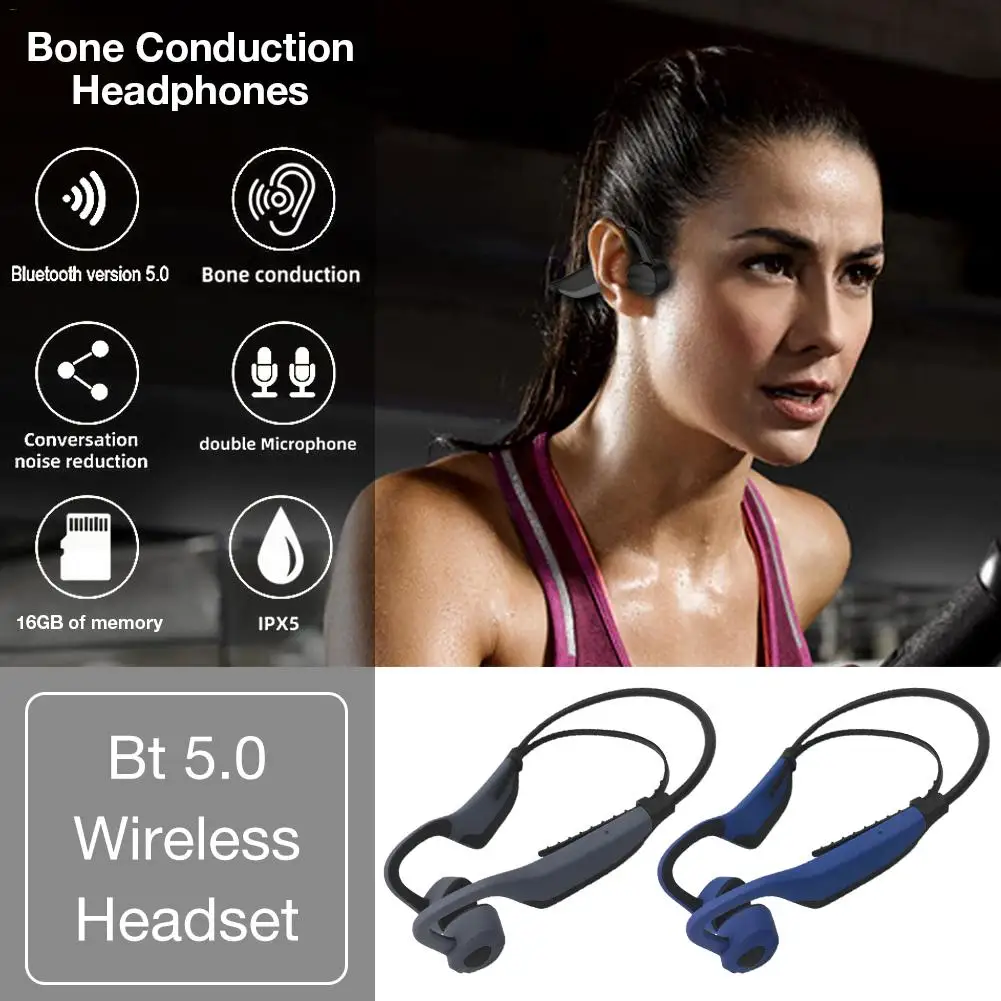 K7 костной проводимости наушники с шейным ободом спортивные Беспроводной Bluetooth 5,0 гарнитура 16 Гб Hi-Fi стерео хэндс-фри набор HD вызова наушники с микрофоном