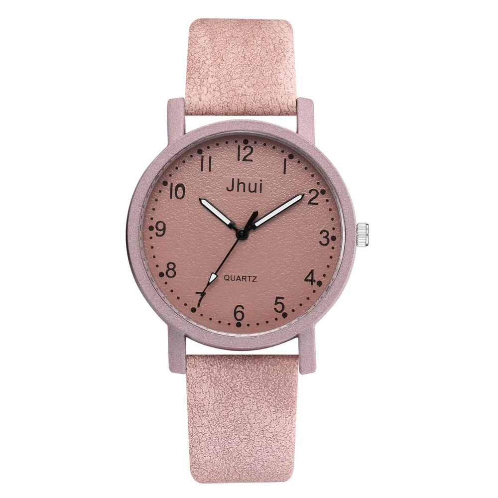 Лидер продаж женские часы модные римские цифры Циферблат Женские кварцевые наручные часы Изысканный кожаный ремешок часы Zegarki Damskie# L - Цвет: Pink