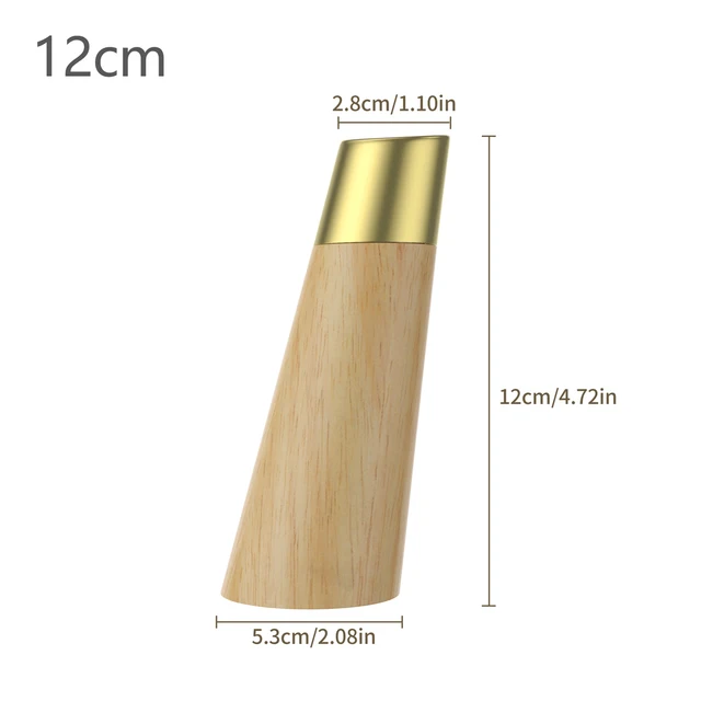 1Pcs 10-20cm Straight feet Solid Wood Furniture Legs,With Pure Copper Protective, For Cupboard Sofa legsTable Fittings Oak Feet oblique 12cm