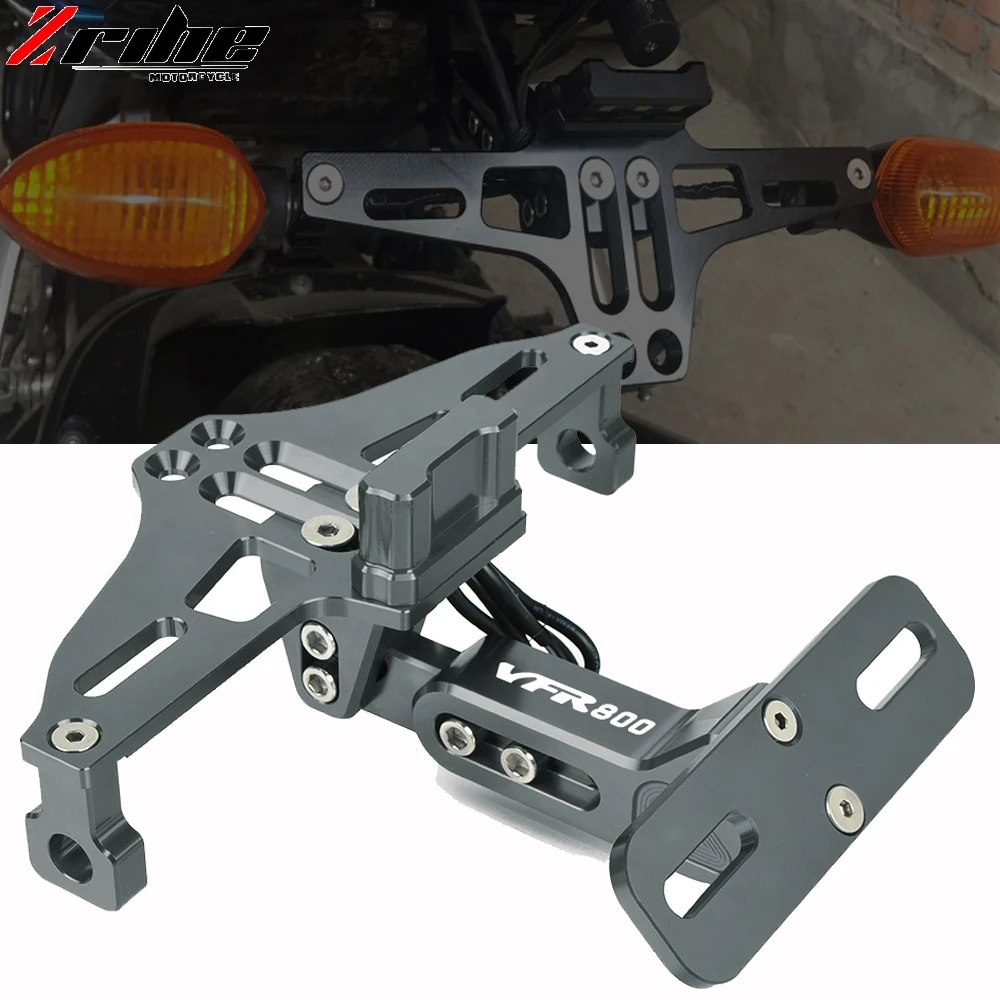 

For HONDA VFR800 VFR 800 VFR800F 2002-2017 2016 Motorcycle Adjustable Angle Aluminum License Number Plate Frame Holder Bracket