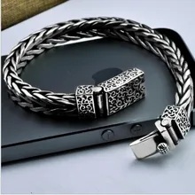 S925 Серебряный тайский серебряный Ретро мужской серебряный браслет ручной работы персональный властный грубый браслет для мужчин стиль