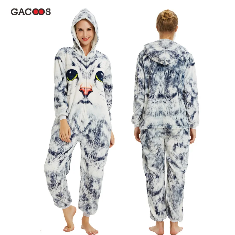 Новинка, зимняя Пижама с единорогом для взрослых, пижама с животными кугуруми, женская пижама с рисунком панды, фланелевая теплая Пижама, комбинезон с единорогом - Цвет: as picture