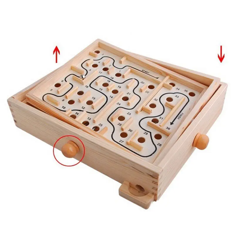 Kids Children Traditional Wooden Labyrinth Toy Maze Board Game Complete Set