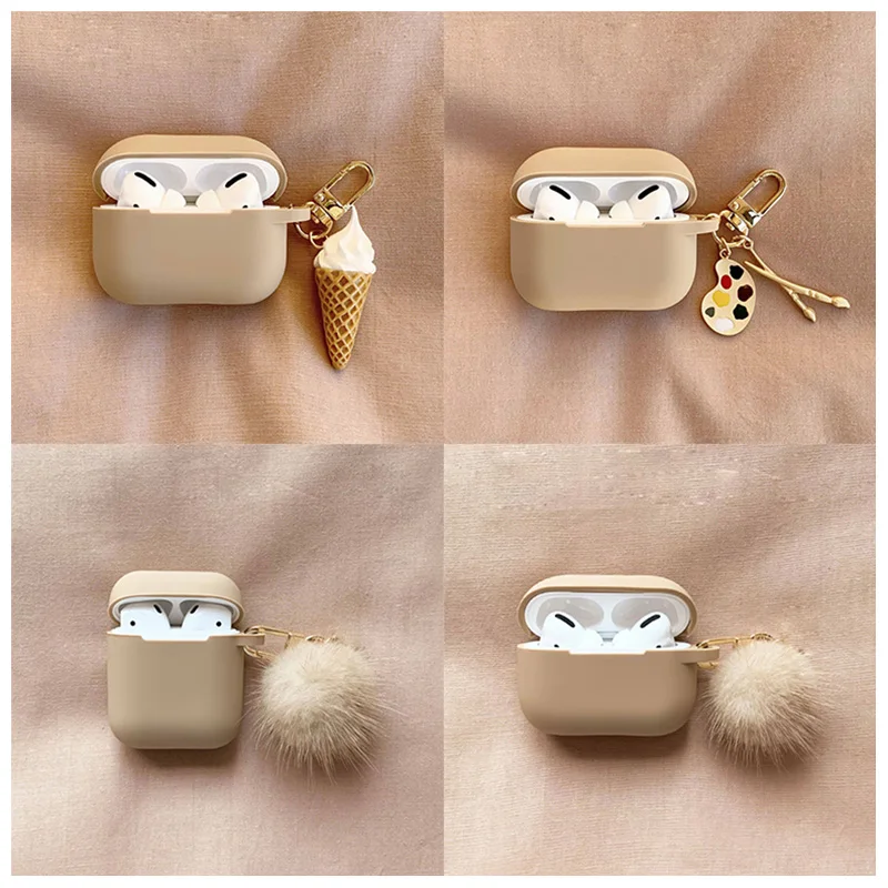 fundas For AirPods 1 2 Case Cute Cute Palette Ice Cream Pendant keyring Headphone Case