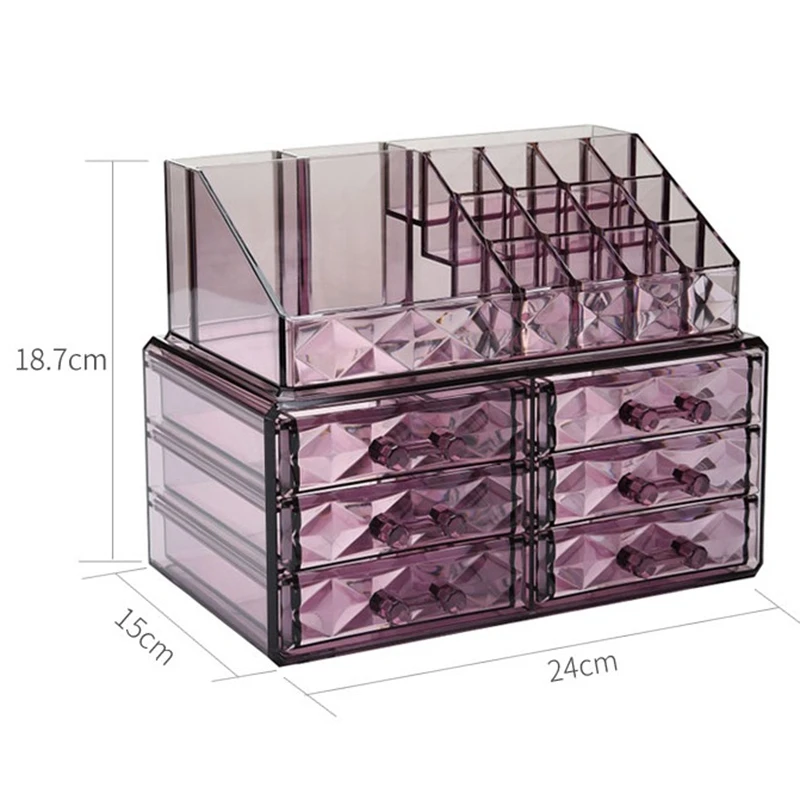 1 шт., прозрачная, сумка для макияжа, ювелирные изделия акриловая коробка для хранения макияжа косметический Органайзер, хранилище, сумочка, ящики для помады блеск для губ держатель