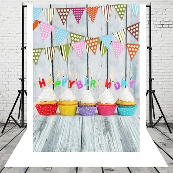 

Photography Backdrop Cloth Studio Children's Birthday Cake Flag Wood Grain Theme Photography Photo Background