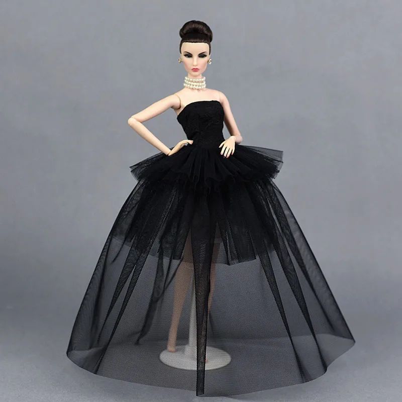 

High Quality Black Little Dress For Barbie Doll Multi-layer Evening Gown Clothes Wedding Dresses 1/6 Doll Accessories BJD Dolls