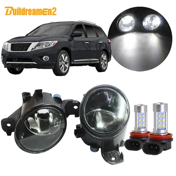 

Buildreamen2 For Nissan Pathfinder 2013 2014 Car H11 Fog Light Kit Lampshade + Lamp DRL Daytime Running Light 12V Accessories