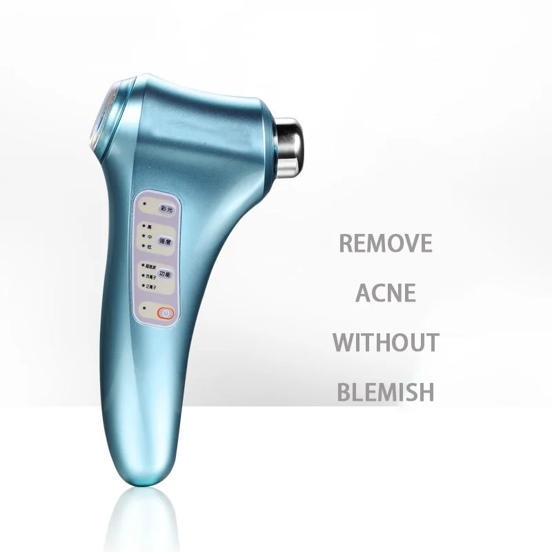 Red Blue Light Ultrasonic Face Cleaning Instrument Import Pore Cleaner Shrink Pores Radiofrequency Face Massage Antiaging 4