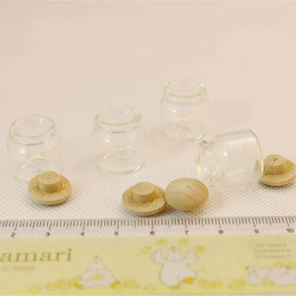 Kawaii 4Pcs 1/12 Scale Dollhouse Miniature Kitchen Candy Bar Food Jar Decoration