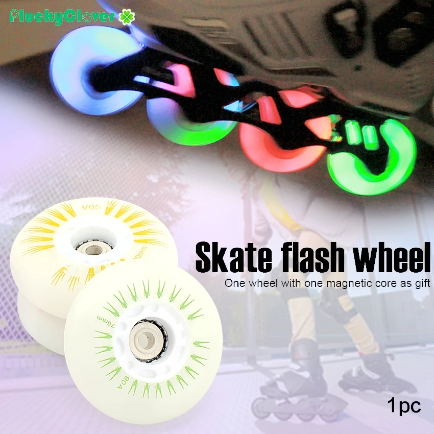 

1pc Flashing Roller Skate Wheel 72mm 76mm 80mm Inline Roller Slalom Skates Luminous Wheel Led light Gleamy Shiny Skating Wheels