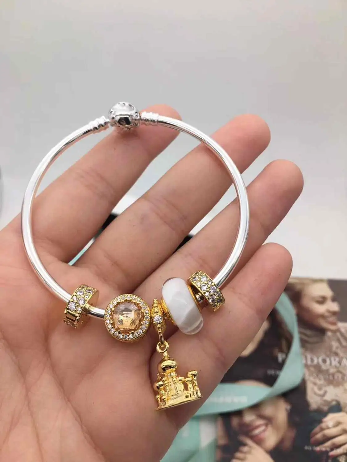 

Kristie Shop High Quality 1:1 100% 925 Sterling Silver Glazed Beads Sparkling Beads Bracelet Free Shipping