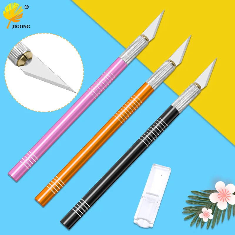 

Non-Slip Metal Scalpel Knife Tools Kit Cutter Engraving Craft knives + 1pc Blades Mobile Phone PCB DIY Repair Hand Tools