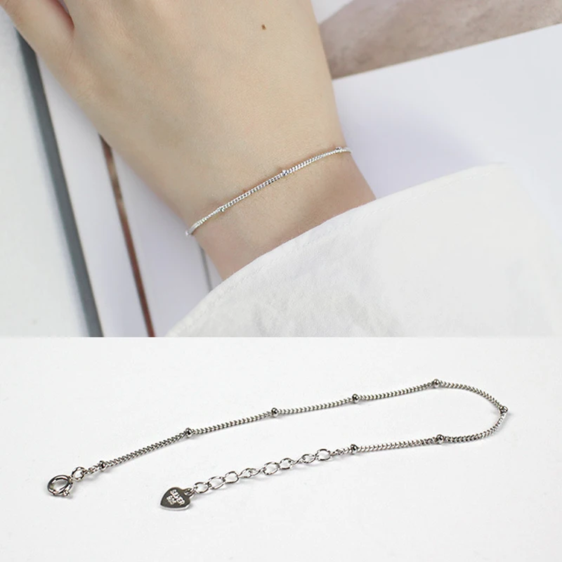 VIVILADY Настоящее 925 пробы серебро для женщин Шарм Braclet шикарный Крошечные Круглые бусины трендовая цепочка для леди студентка девушка основные ювелирные изделия