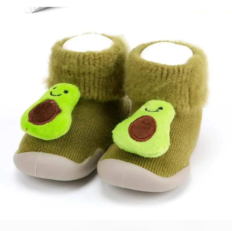 Baby Toddler Rubber Soled Shoes Xhildren's Kids Outdoor Non-slip Warm Infant Shoes Winter Thickened Warm Brushed Baby Doll Shoes
