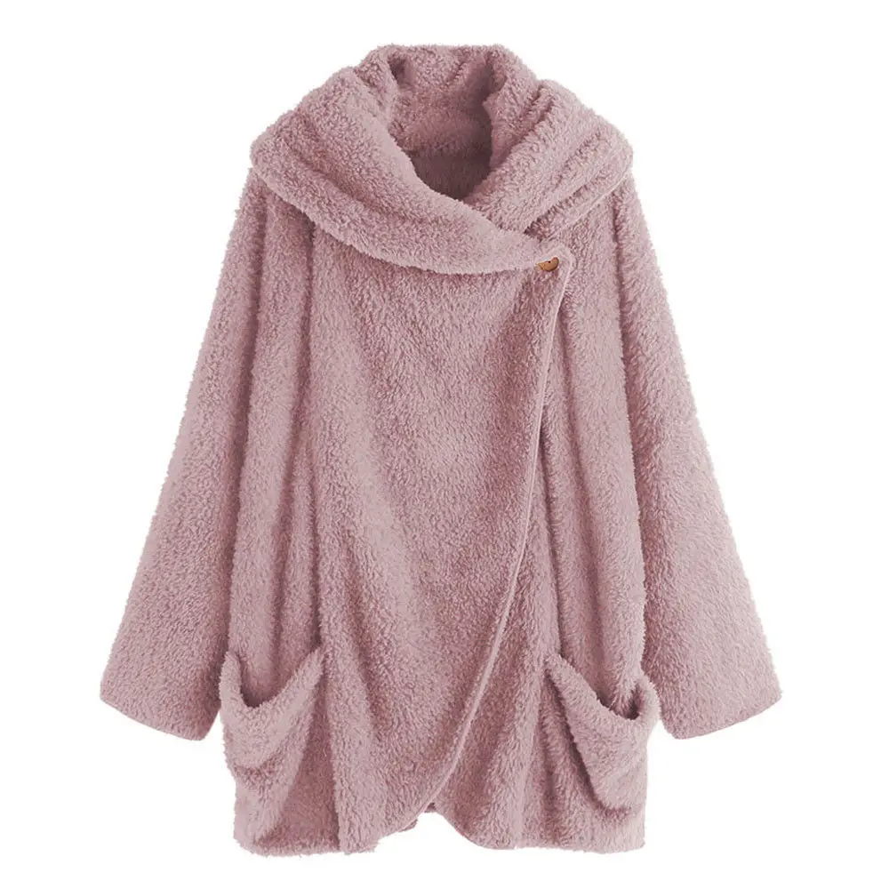 Женский плюшевый свитер плюс размер шерпа флисовый кардиган более размера d 5XL женский зимний халат шерпа пушистые свитера - Цвет: pink