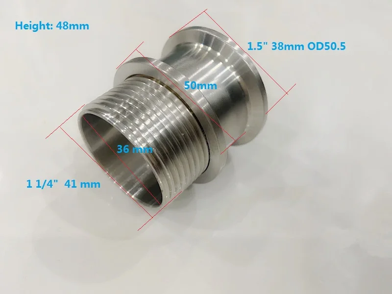1 1/4 &quot(DN32)40 мм адаптер внешней резьбы * тройной зажим 5&quot(38 мм) OD50.5 с силиконовой