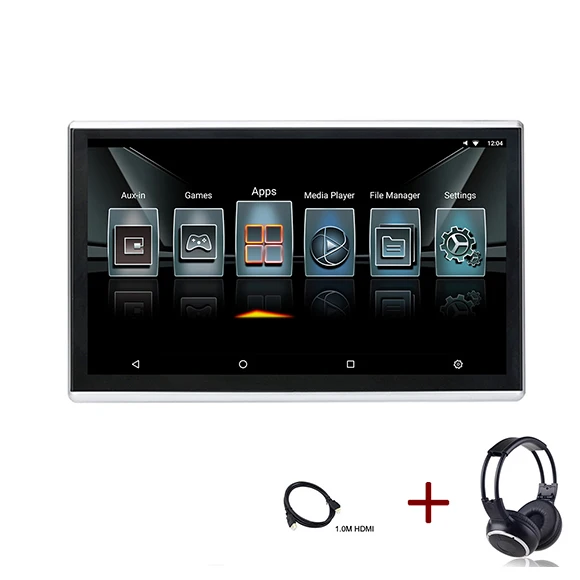 YAZH, 11,6 дюймов, 2 шт., автомобильный Android 9,0, подголовник, монитор, 1920*1080 HD, aux, fm-передатчик, автомобильный bluetooth, поддержка HDMI, вход, USB, SD карта - Цвет: 1X1HeadsetX1.0 HDMI