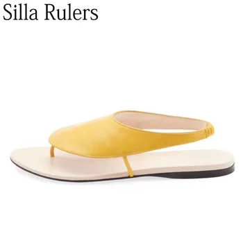 

New Summer Round Toe Roma Sandals Woman Runway Flip Flops Flat Heels Girls Summer Shoes Genuine Leahter Gladiator Woman 2020