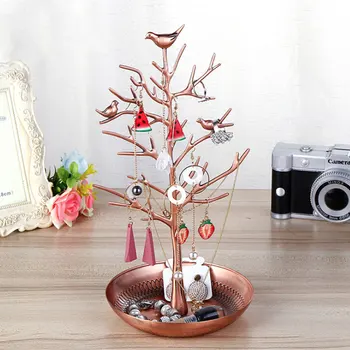 

Creative Two-tier Golden Jewelry Tray Serving Plate Metal Tray Food Storage Ornaments Necklace Ring Earring Tray Home Decoration