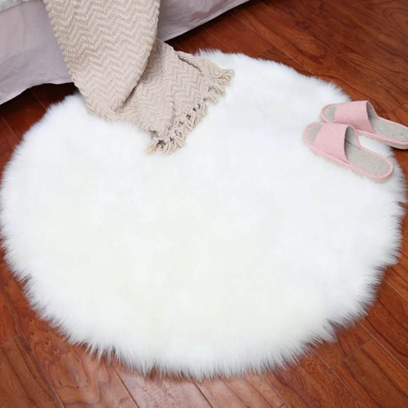 

Wool imitation sheepskin carpet artificial fur non-slip bedroom furry carpet living room mat round carpet 2019