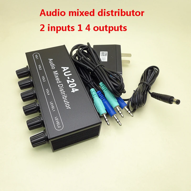 

Stereo Audio Signal Mixer Board 2 Way Input 4 Way Output Drive Headphone Power Amplifier Mixing AMP Board W Tone Control