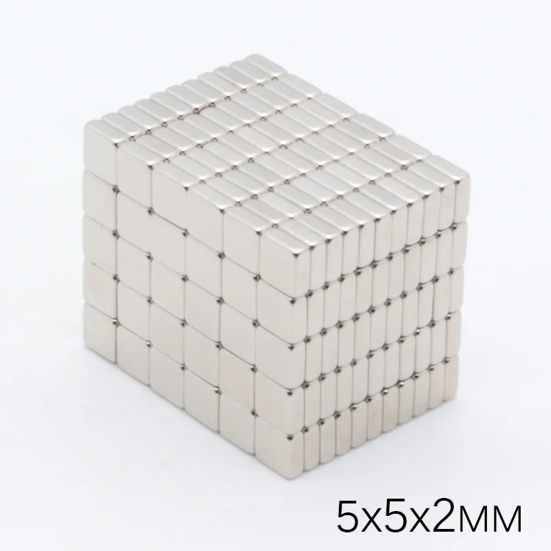 200 шт. 5x5x2 мм Мини Класс супер сильный Мощный магнит блок NdFeB 5x5x2 мм кубовидные Редкоземельные неодимовые постоянные магниты