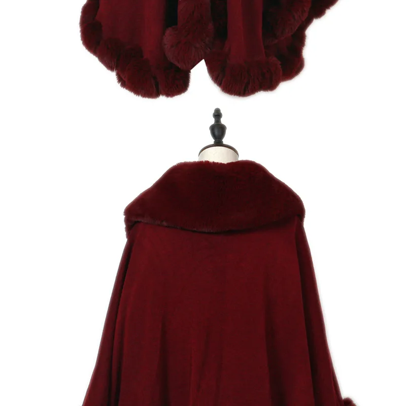 Europe and the United States autumn and winter new imitation cashmere cloak female warm solid color imitation hare hair
