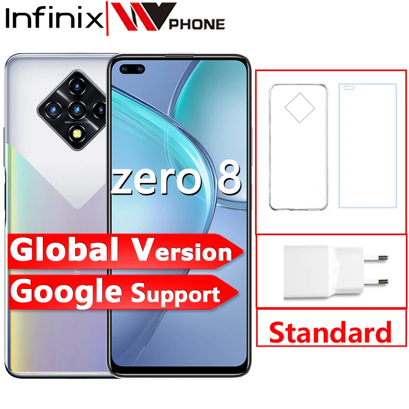 Infinix zero 8 8gb 128gb telefone inteligente nova versão global 6.85 90 90hz tela cheia 64mp quad câmera 4500mah bateria 33w carregador