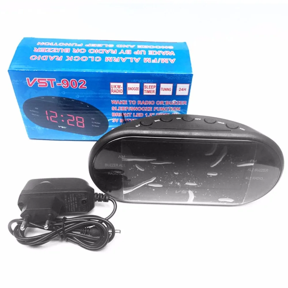 

220V EU Plug AM FM Dual Frequency Radio Alarm Clock Digital LED Clock Luminous Clock Snooze Electronic Home Table Clock